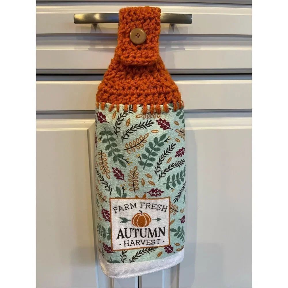 Crochet Top Kitchen Towel- Farm Fresh Autumn Harvest
